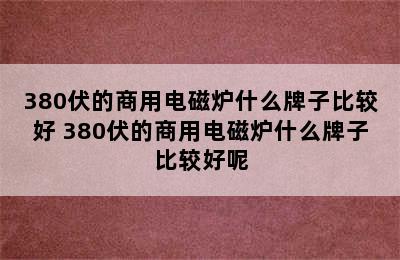 380伏的商用电磁炉什么牌子比较好 380伏的商用电磁炉什么牌子比较好呢